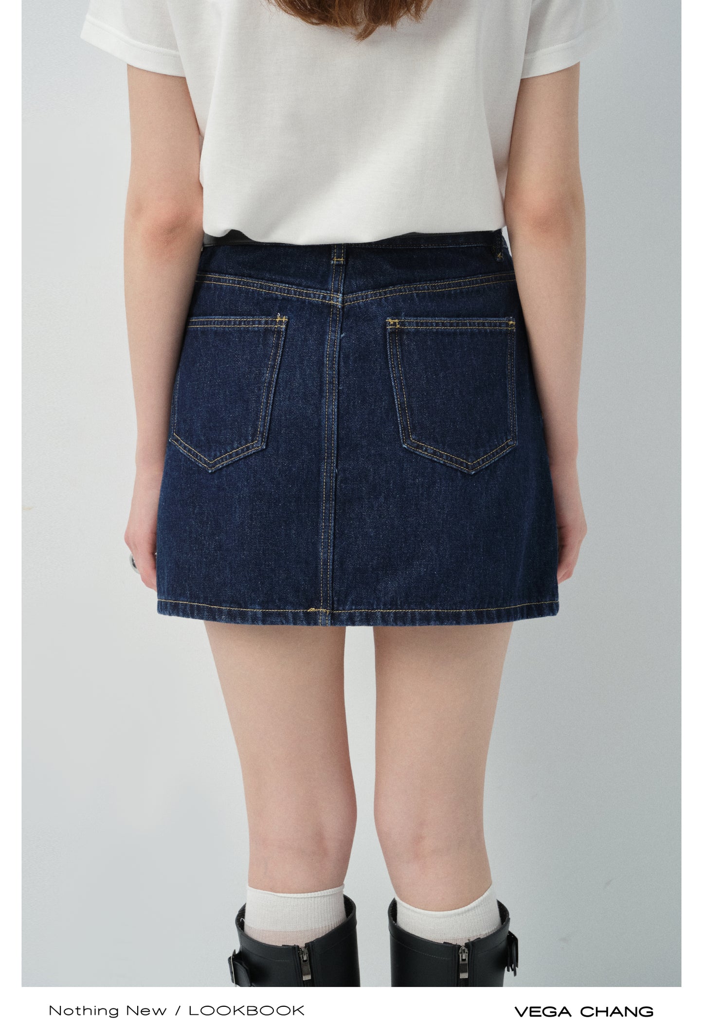 Plaid Heart Patch Denim Mini Skirt