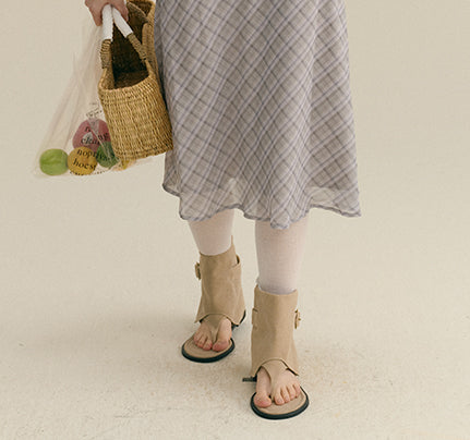 Diamond Plaid High Waist Chiffon Midi Skirt