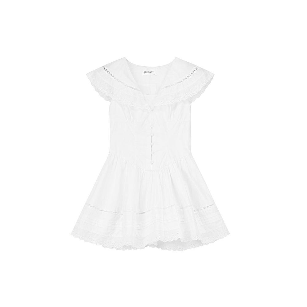 Corset Style Cotton Dress With Large Collar