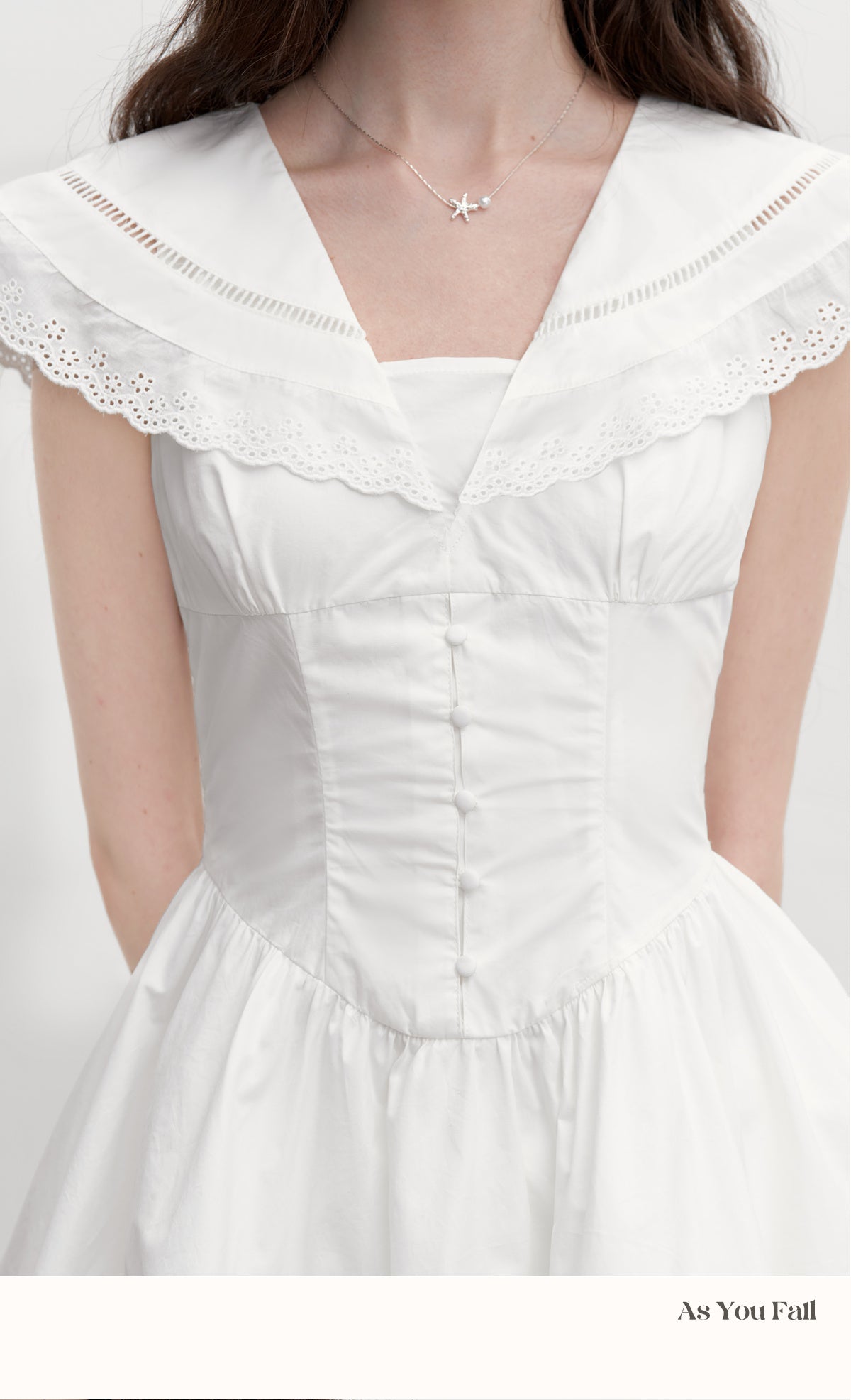 Corset Style Cotton Dress With Large Collar