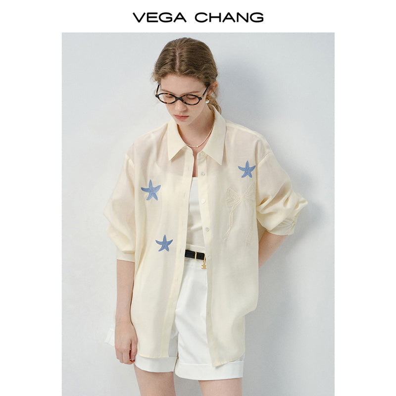 Starfish-Embroidered Shirt