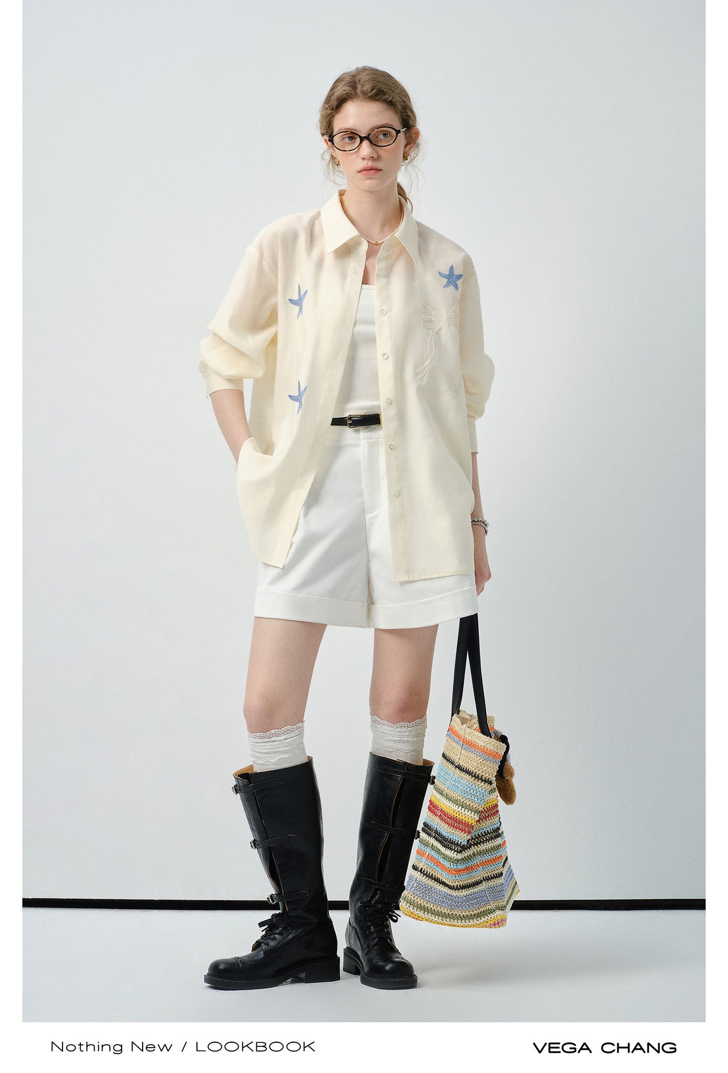 Starfish-Embroidered Shirt