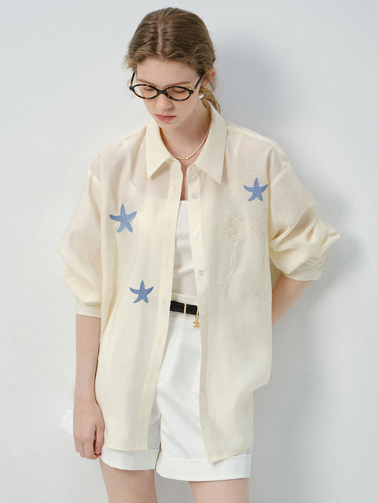 Starfish-Embroidered Shirt