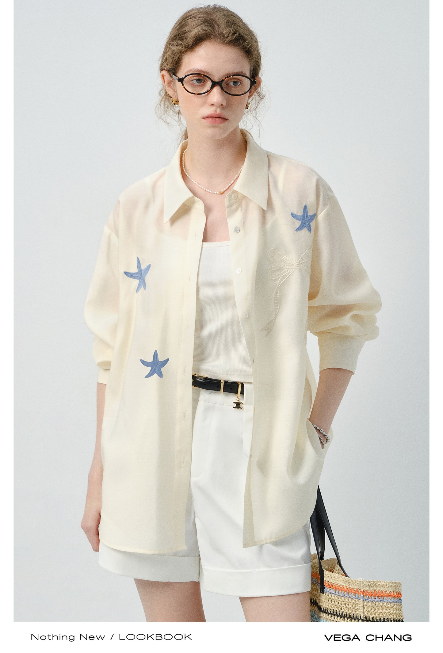 Starfish-Embroidered Shirt