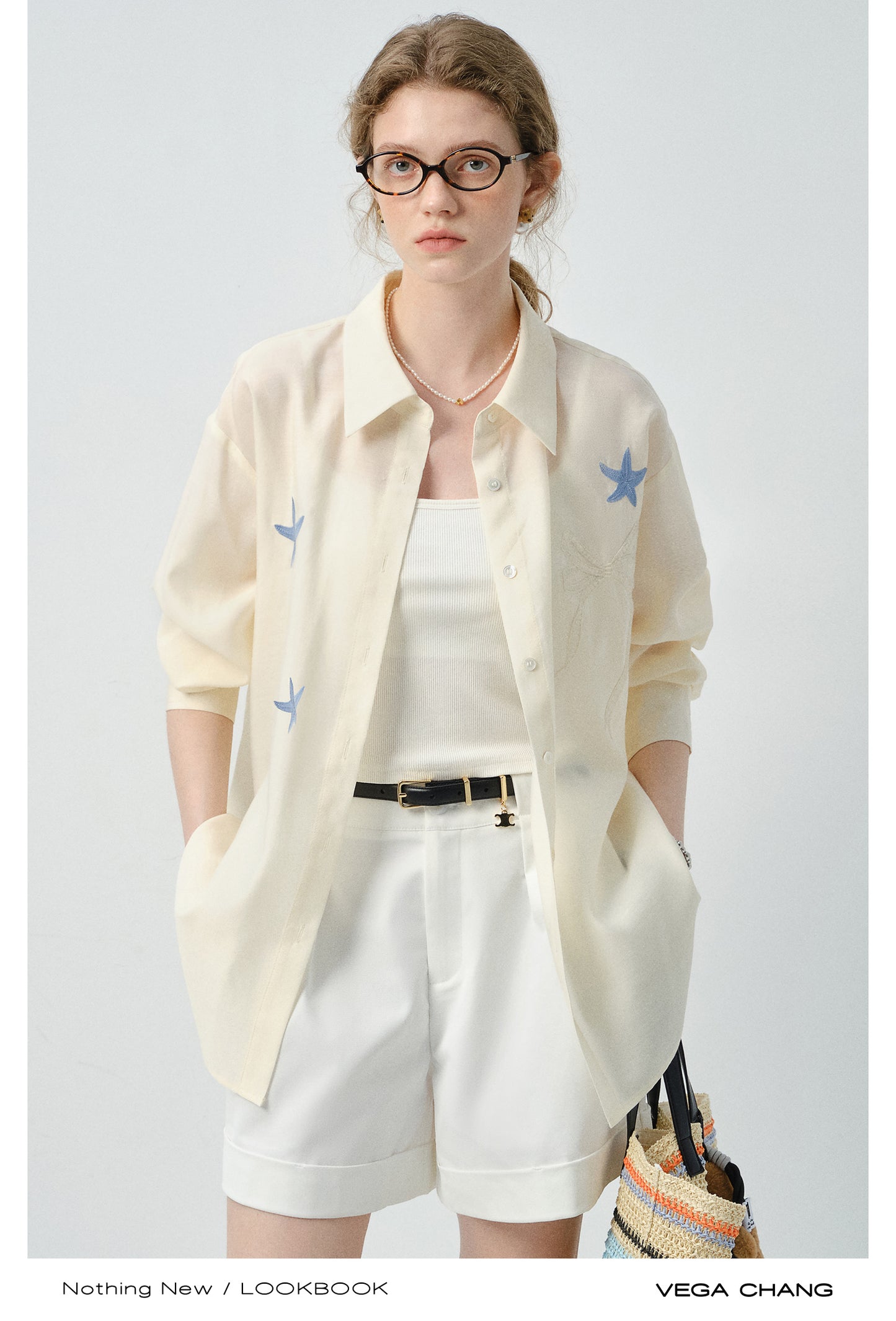 Starfish-Embroidered Shirt