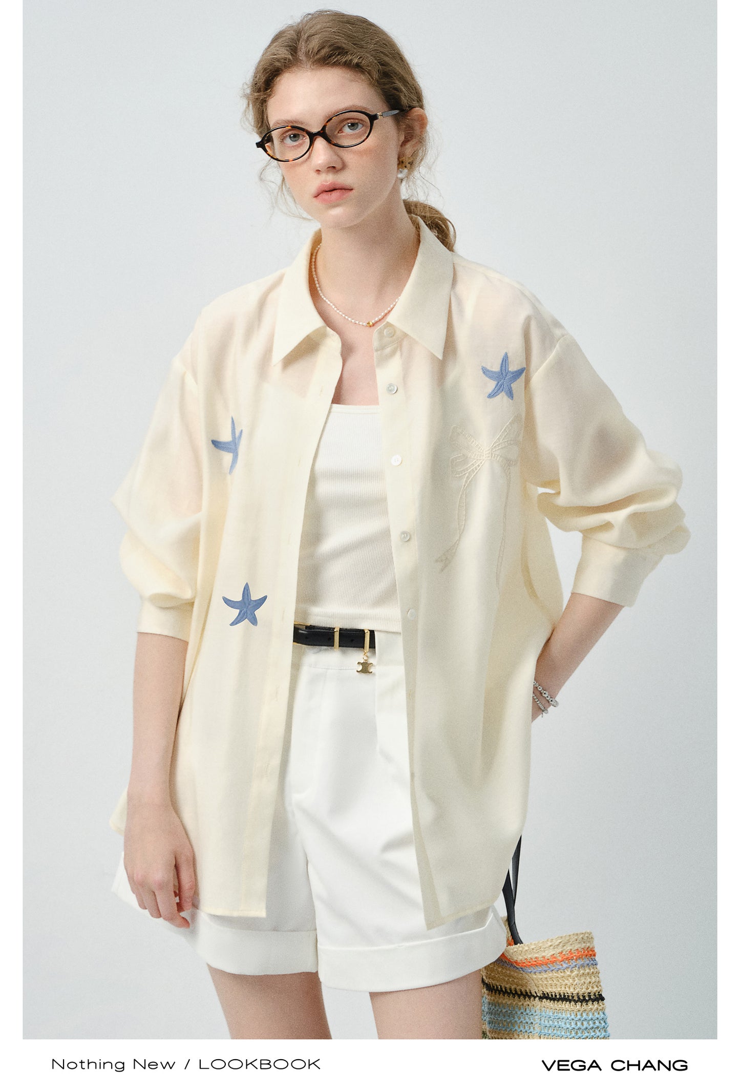 Starfish-Embroidered Shirt