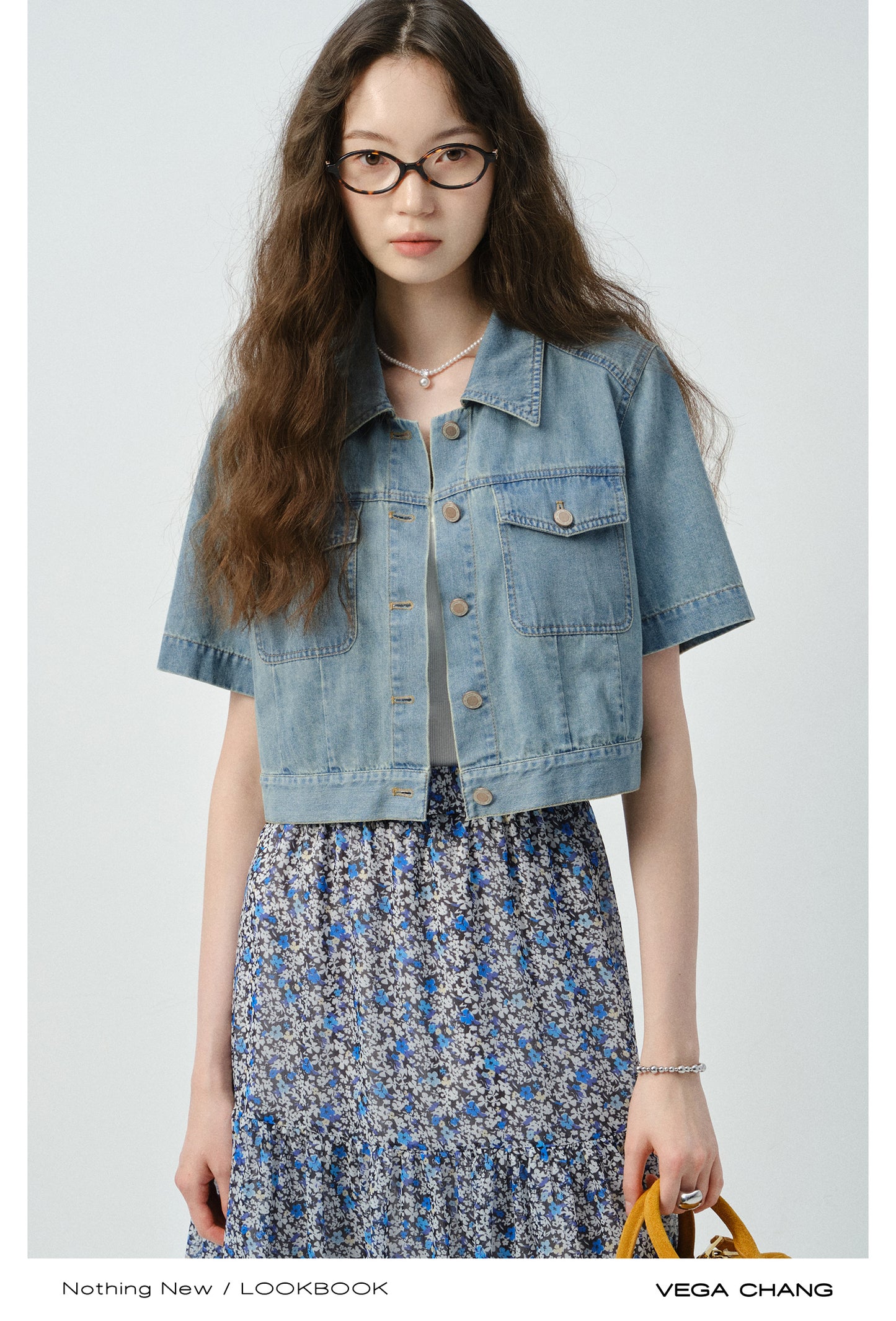 Short-Sleeve Cropped Everyday Denim Jacket