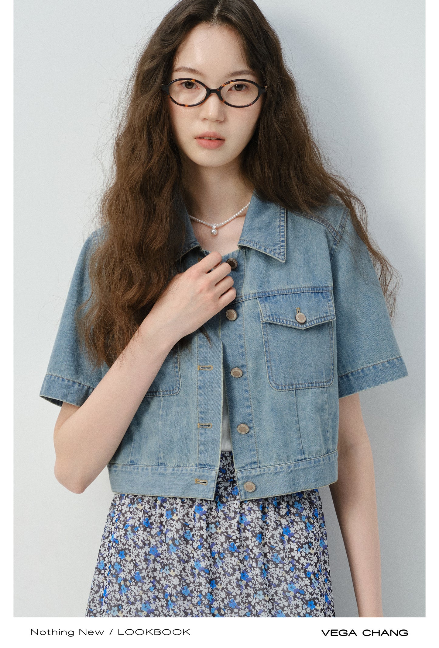 Short-Sleeve Cropped Everyday Denim Jacket