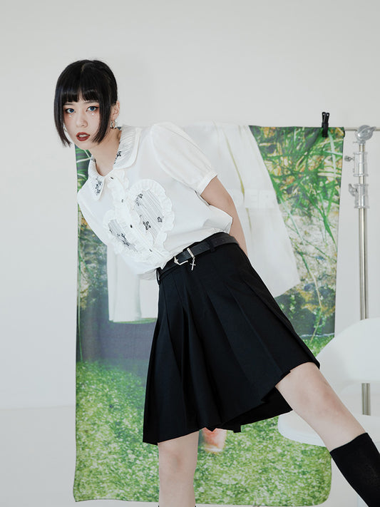 Flowy Pleated Wide-Leg Shorts