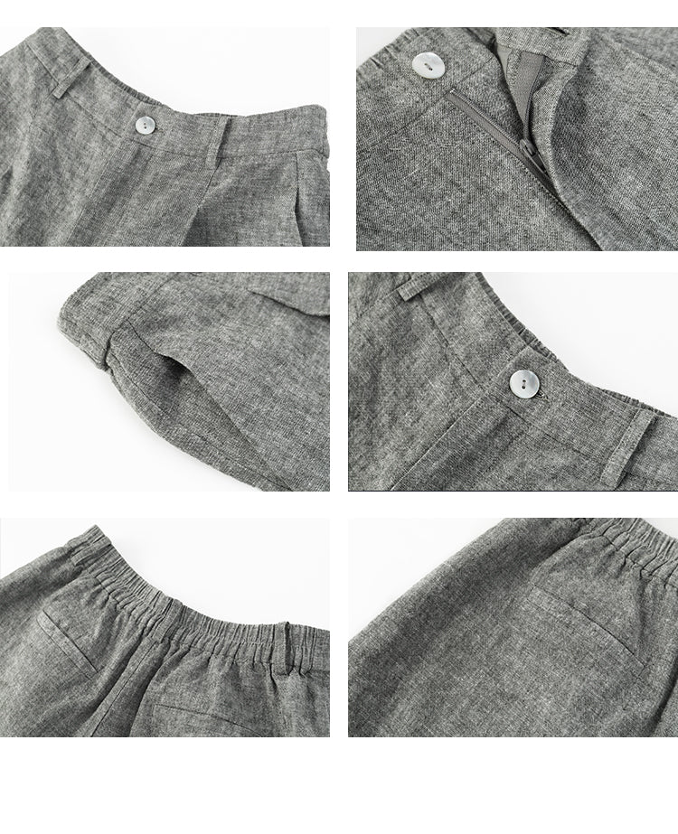 Linen Blend Melange Jacket And Matching Shorts