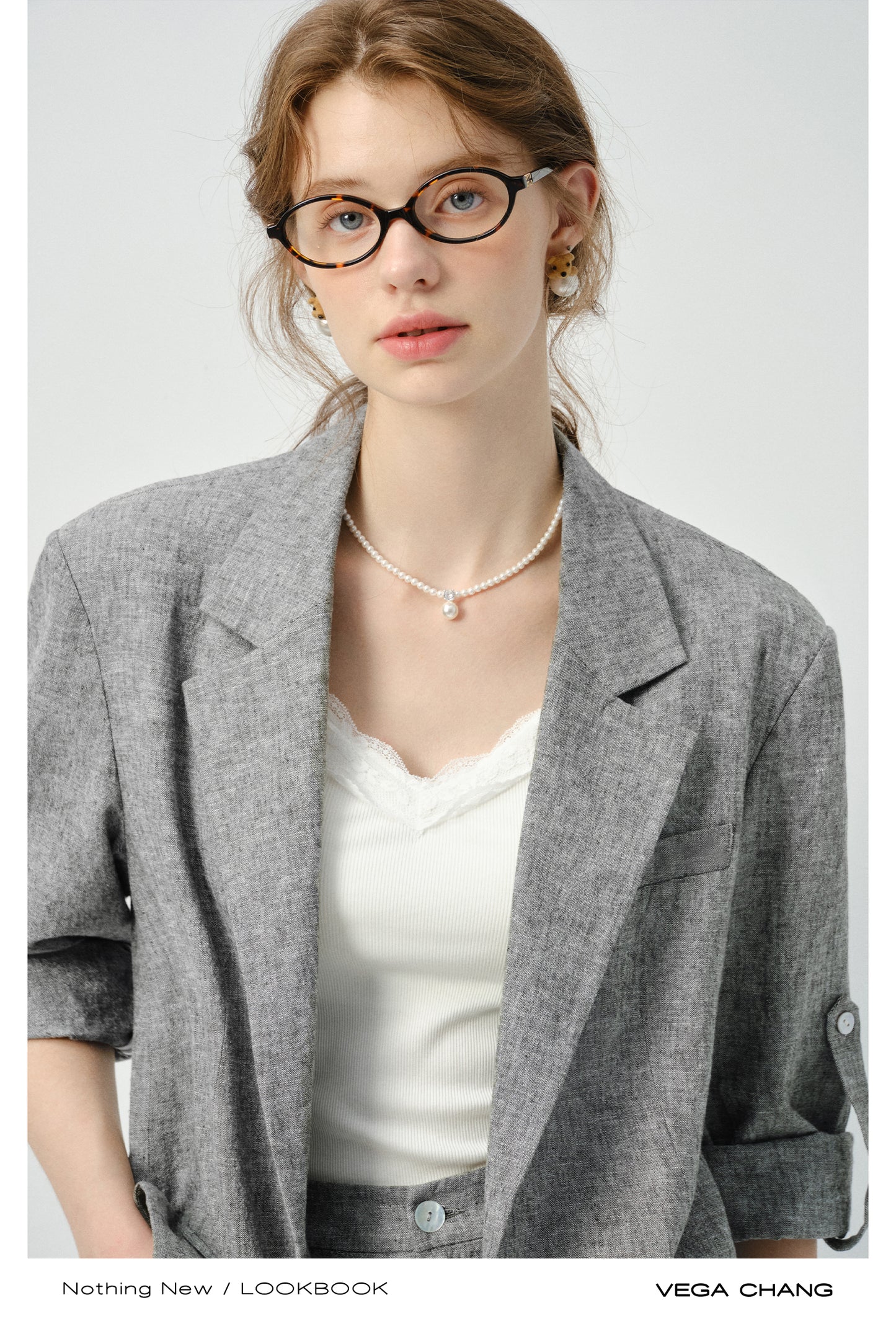 Linen Blend Melange Jacket And Matching Shorts