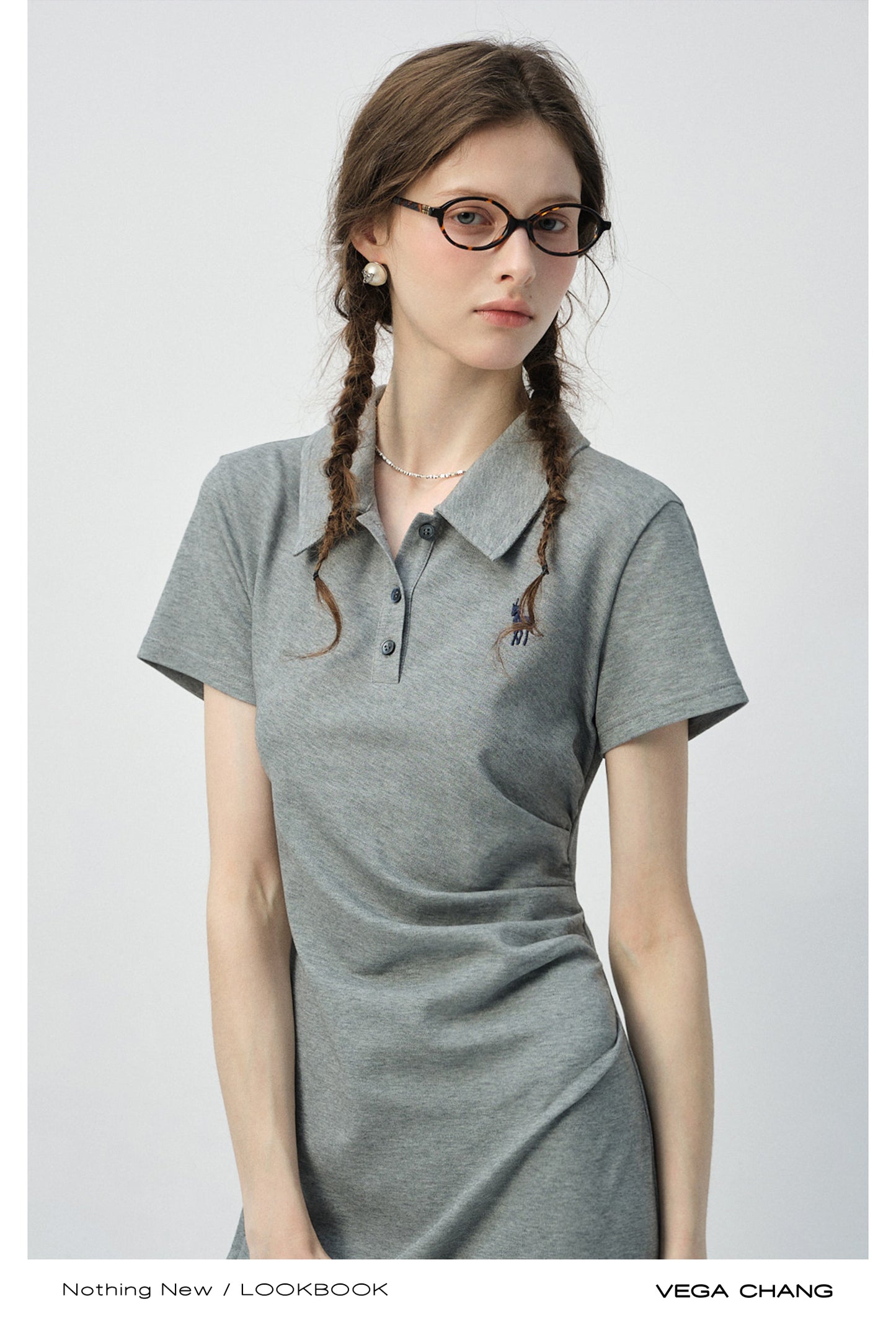 Gathered Waist Midi Polo Dress