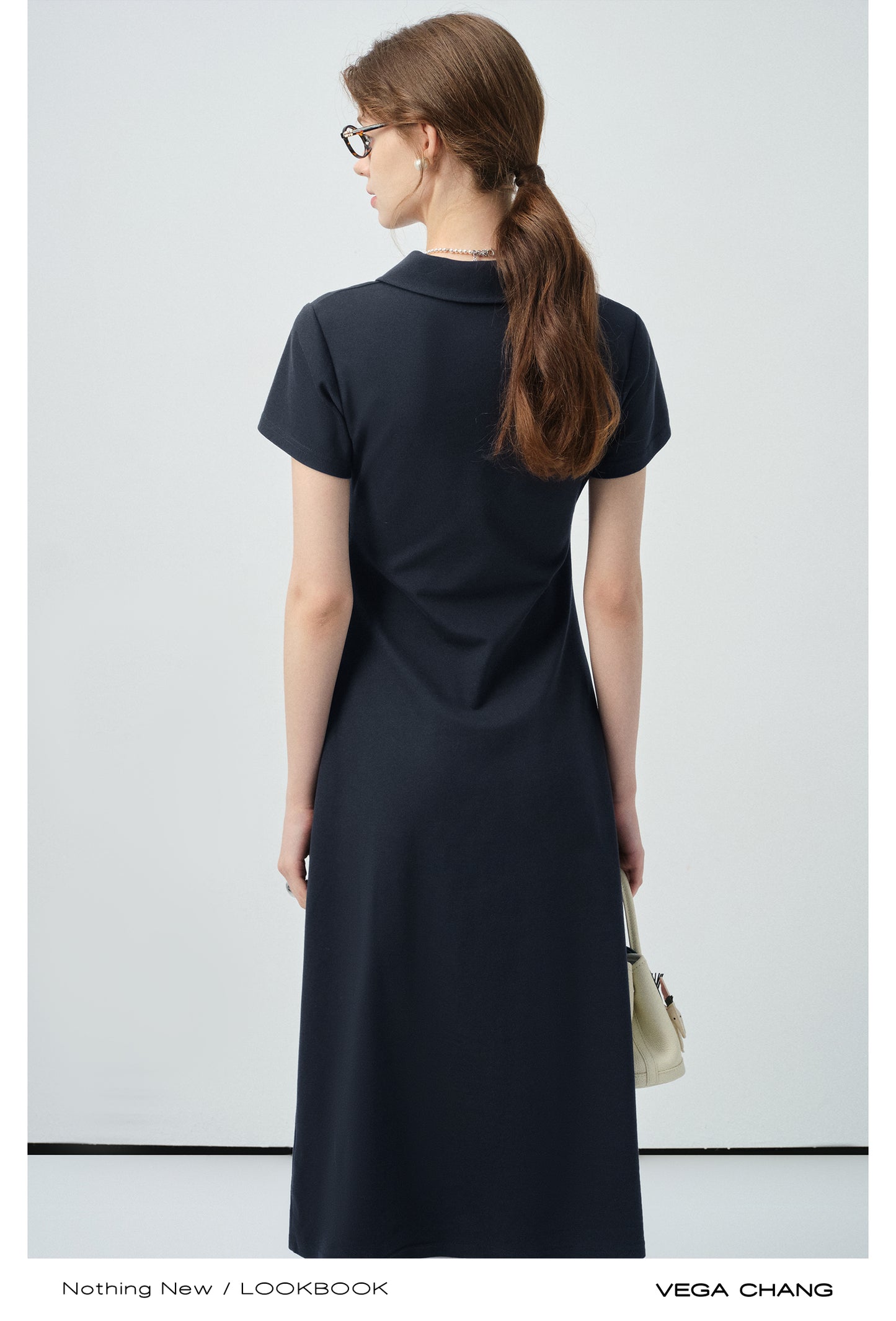 Gathered Waist Midi Polo Dress
