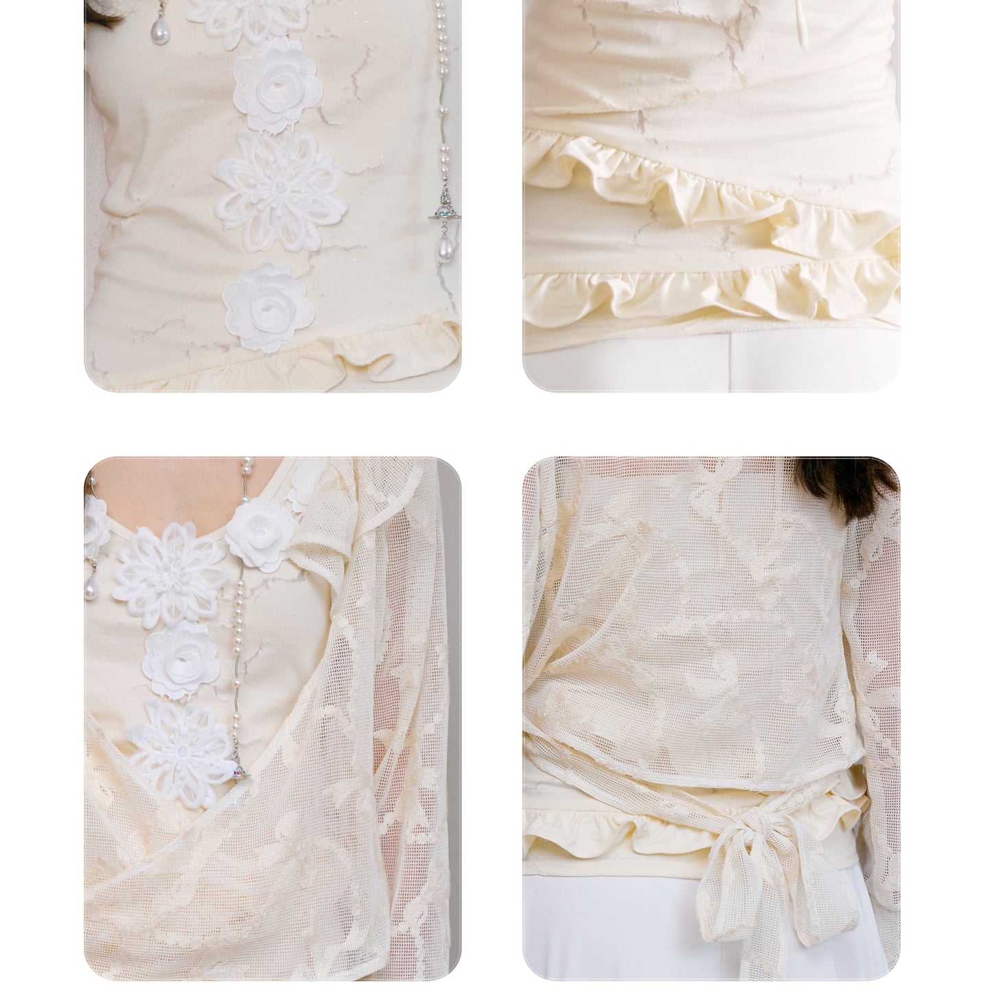 Floral Embellished Halter Dress & Lace Overlay Top