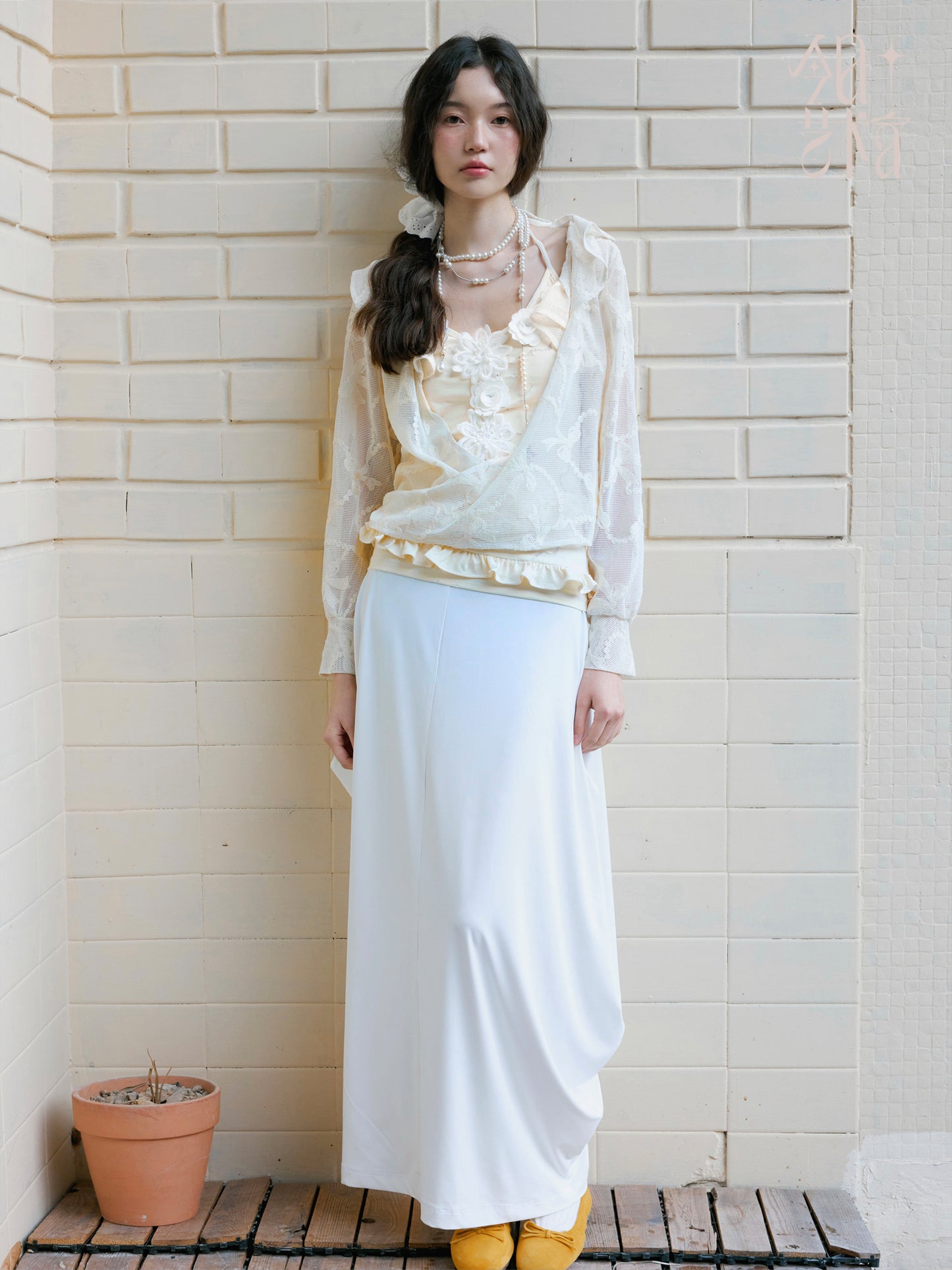 Floral Embellished Halter Dress & Lace Overlay Top