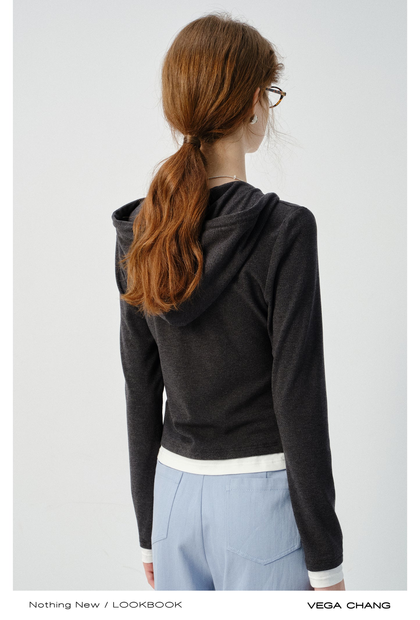 Layered-Look Fitted Knit Hoodie
