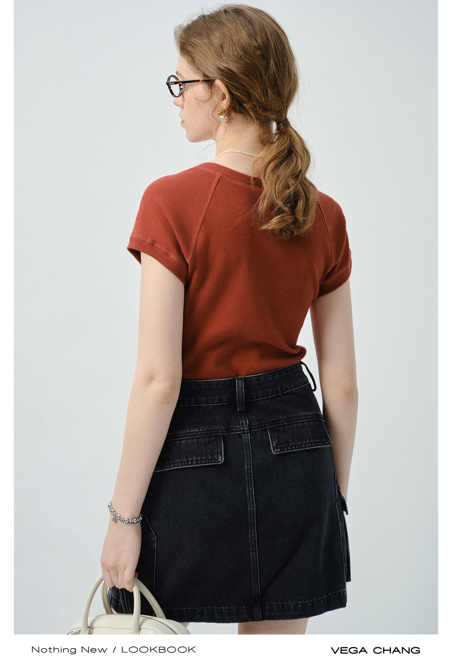 Embroidered Henley Neck Raglan Ribbed T-Shirt