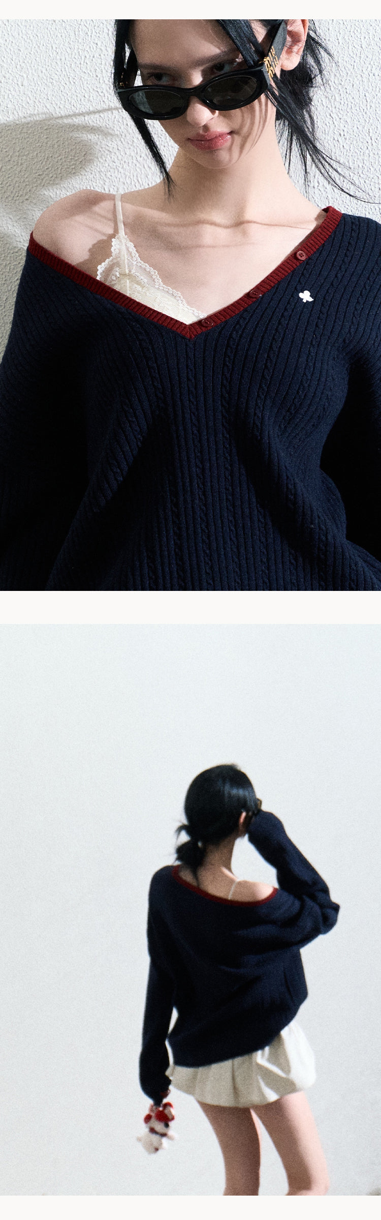 Oversized V-Neck Wool-Blend Sweater