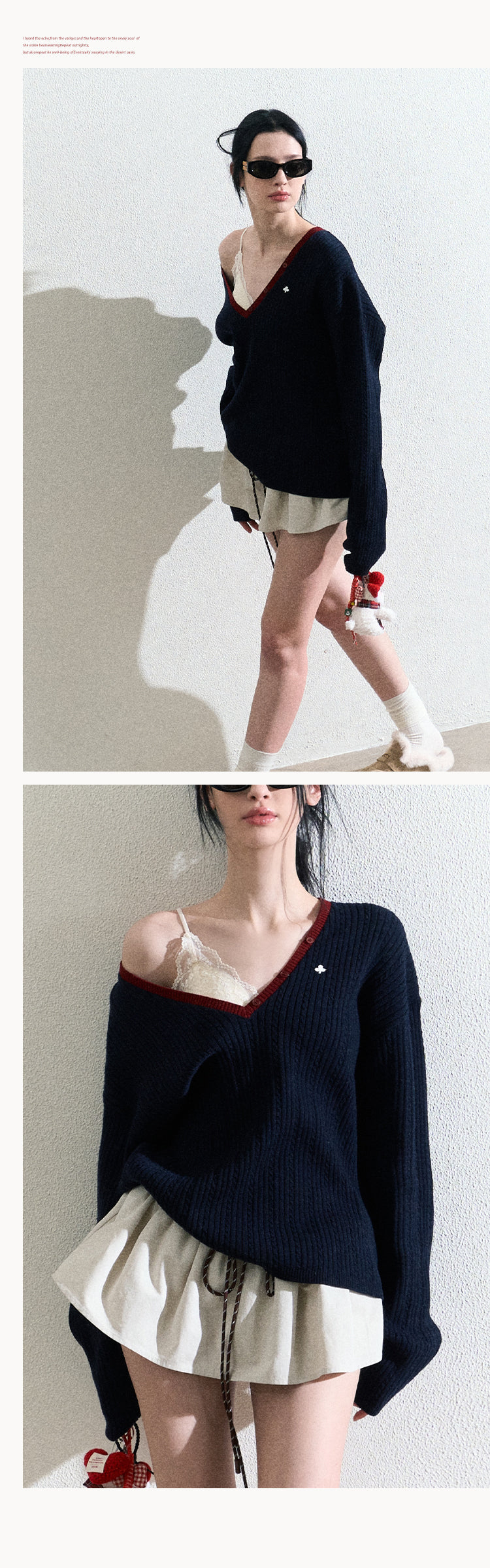 Oversized V-Neck Wool-Blend Sweater