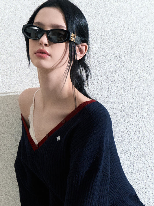 Oversized V-Neck Wool-Blend Sweater