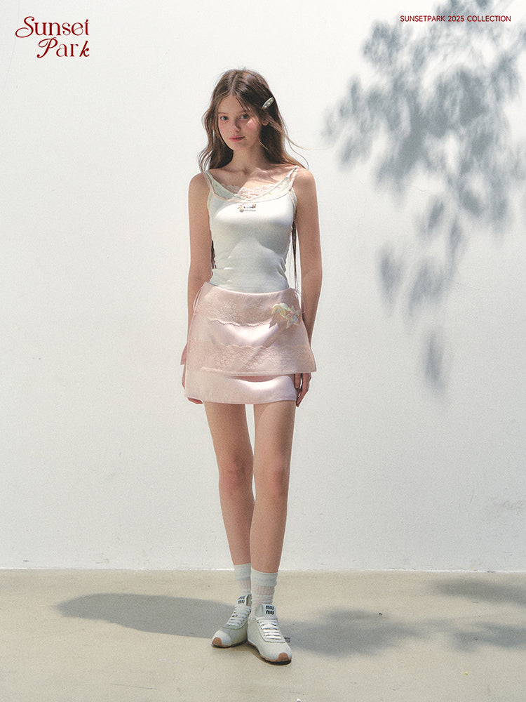 Layered Skirt With Lace Detail