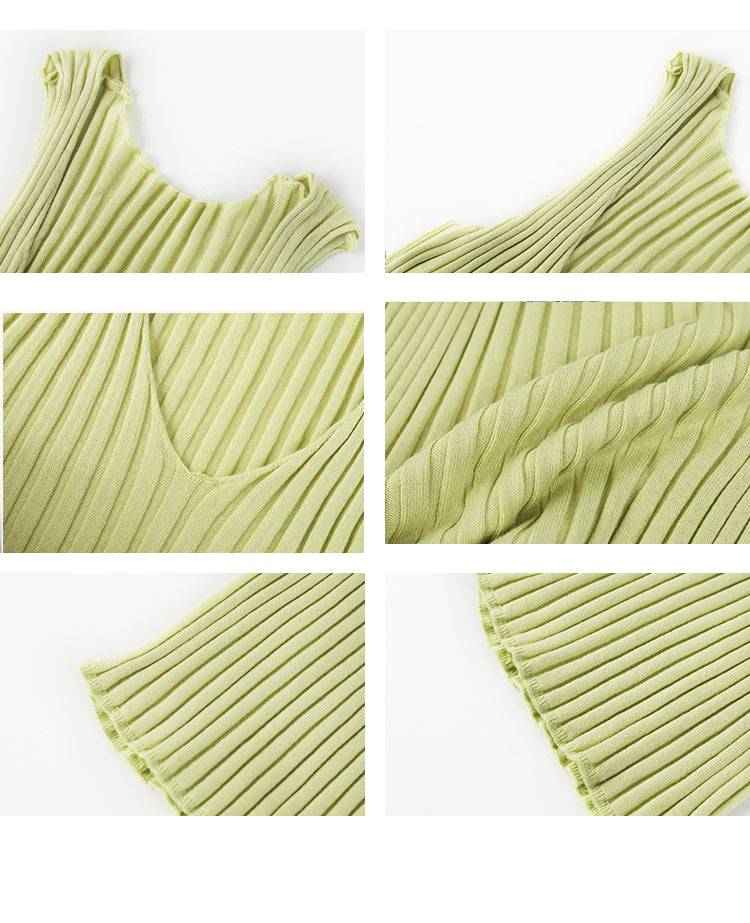 Rib-Knit V-Neck Fitted Tank