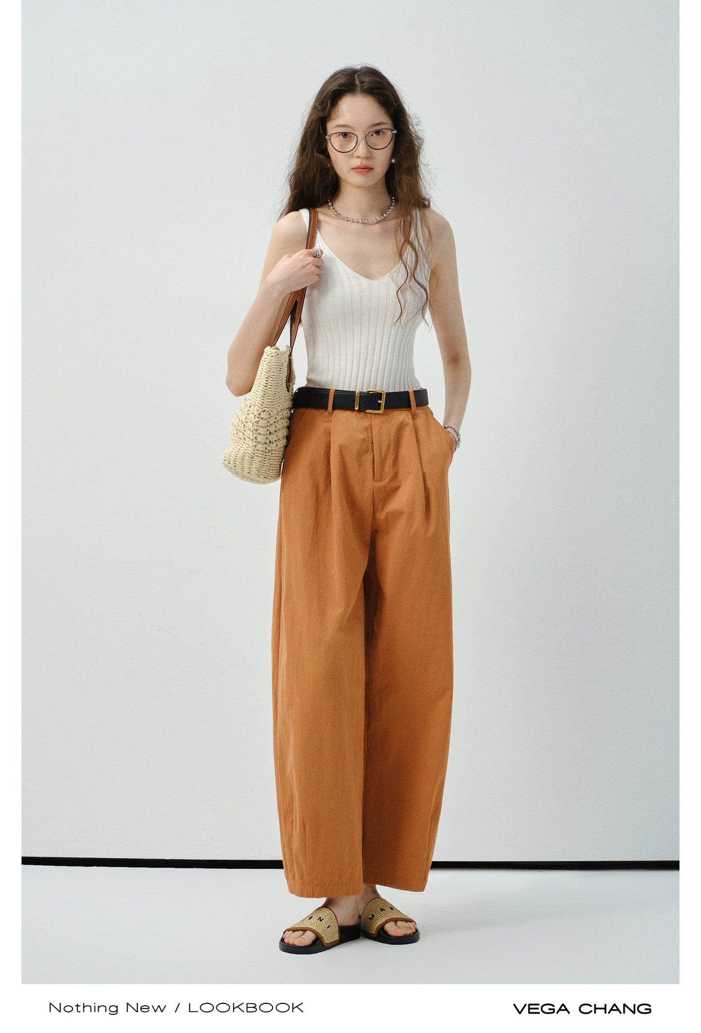 Rib-Knit V-Neck Fitted Tank