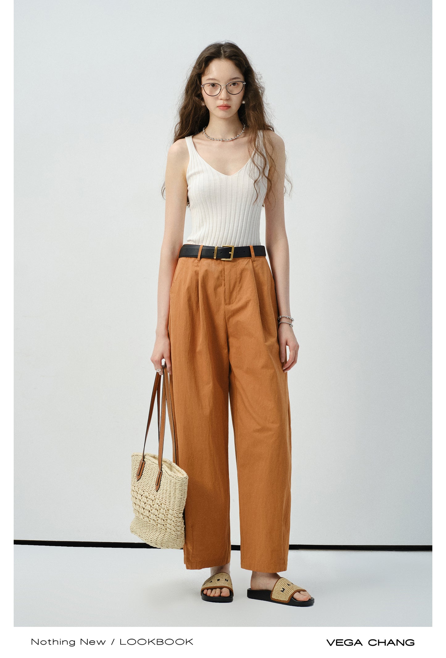 Rib-Knit V-Neck Fitted Tank