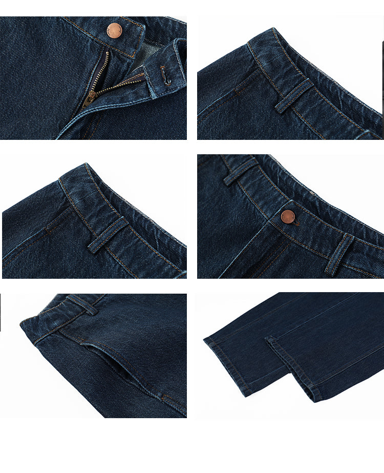Curved High-Waist Jeans With Slant Pockets