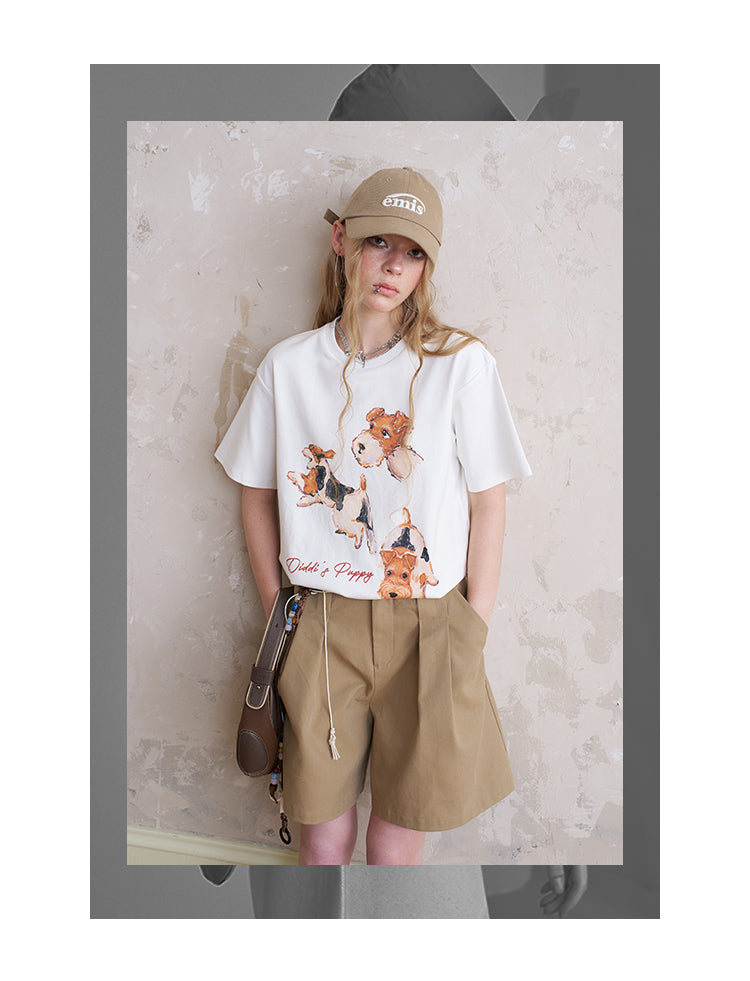 Cotton T-Shirt With Dog Print