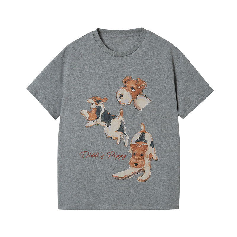 Cotton T-Shirt With Dog Print