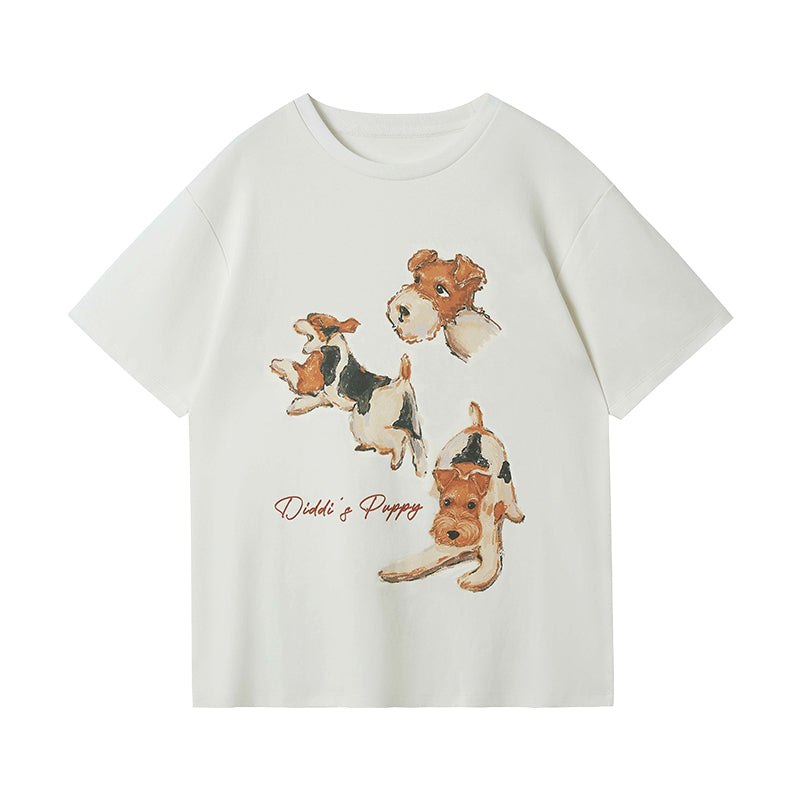 Cotton T-Shirt With Dog Print