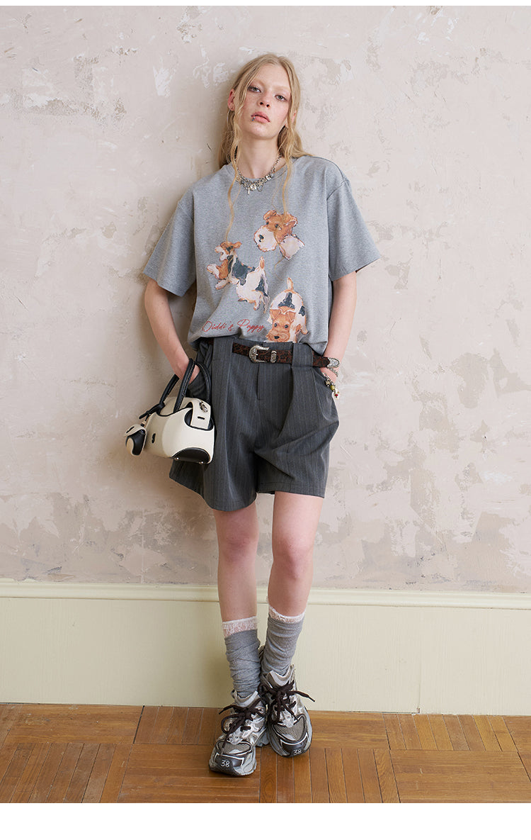 Cotton T-Shirt With Dog Print