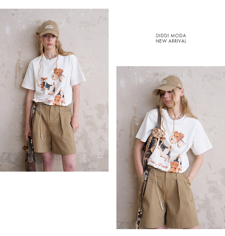 Cotton T-Shirt With Dog Print