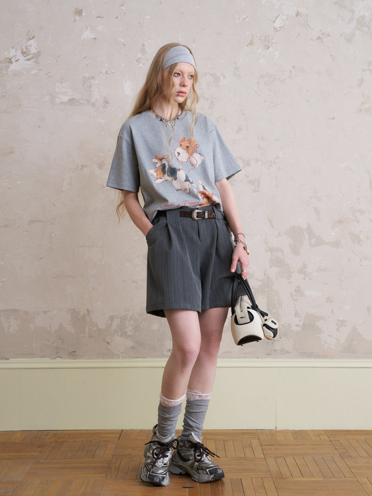 Cotton T-Shirt With Dog Print