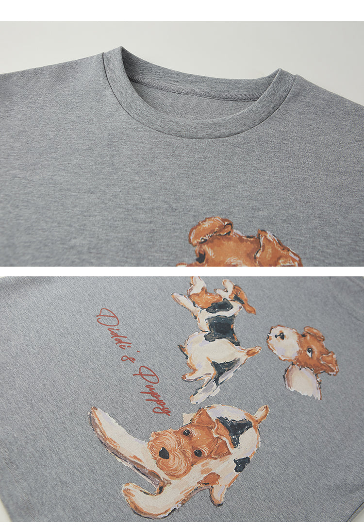 Cotton T-Shirt With Dog Print