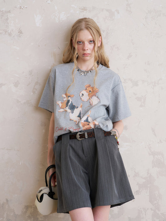 Cotton T-Shirt With Dog Print