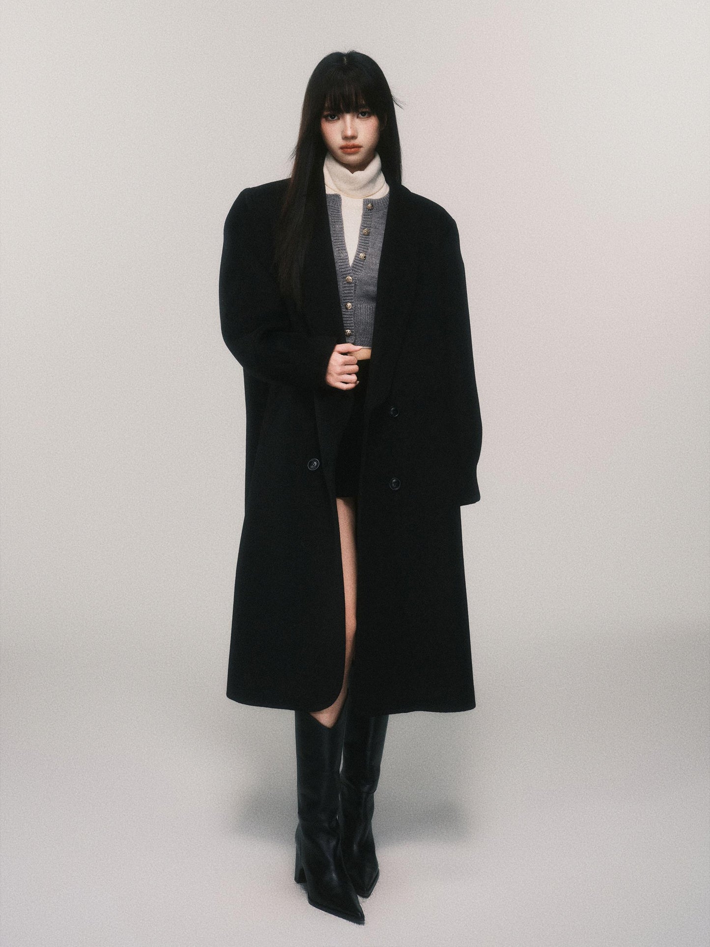 Classic Shawl Lapel Wool Blend Long Coat