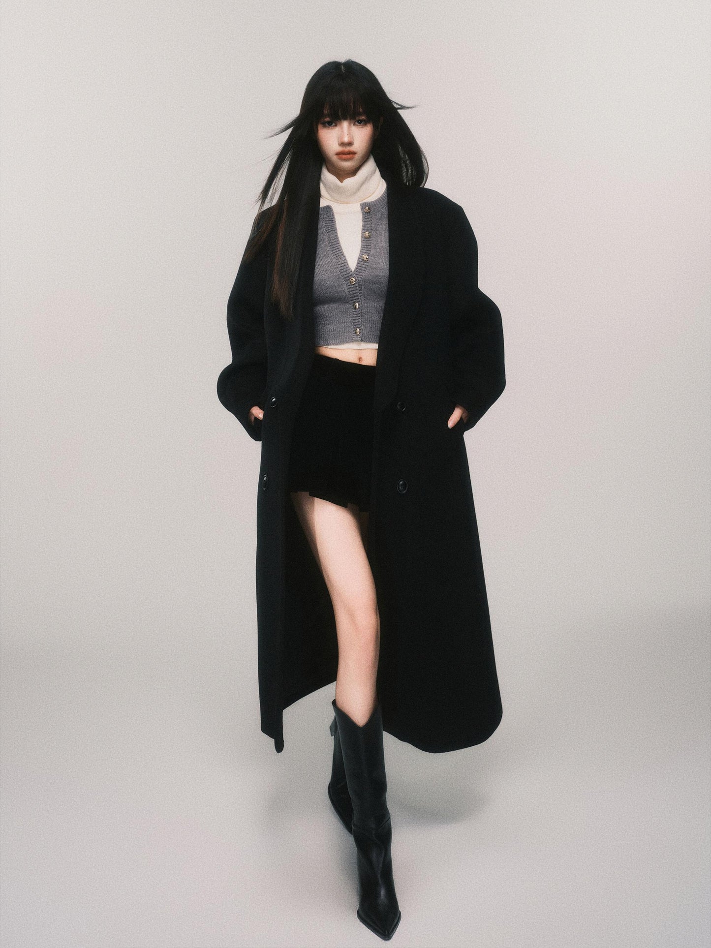 Classic Shawl Lapel Wool Blend Long Coat