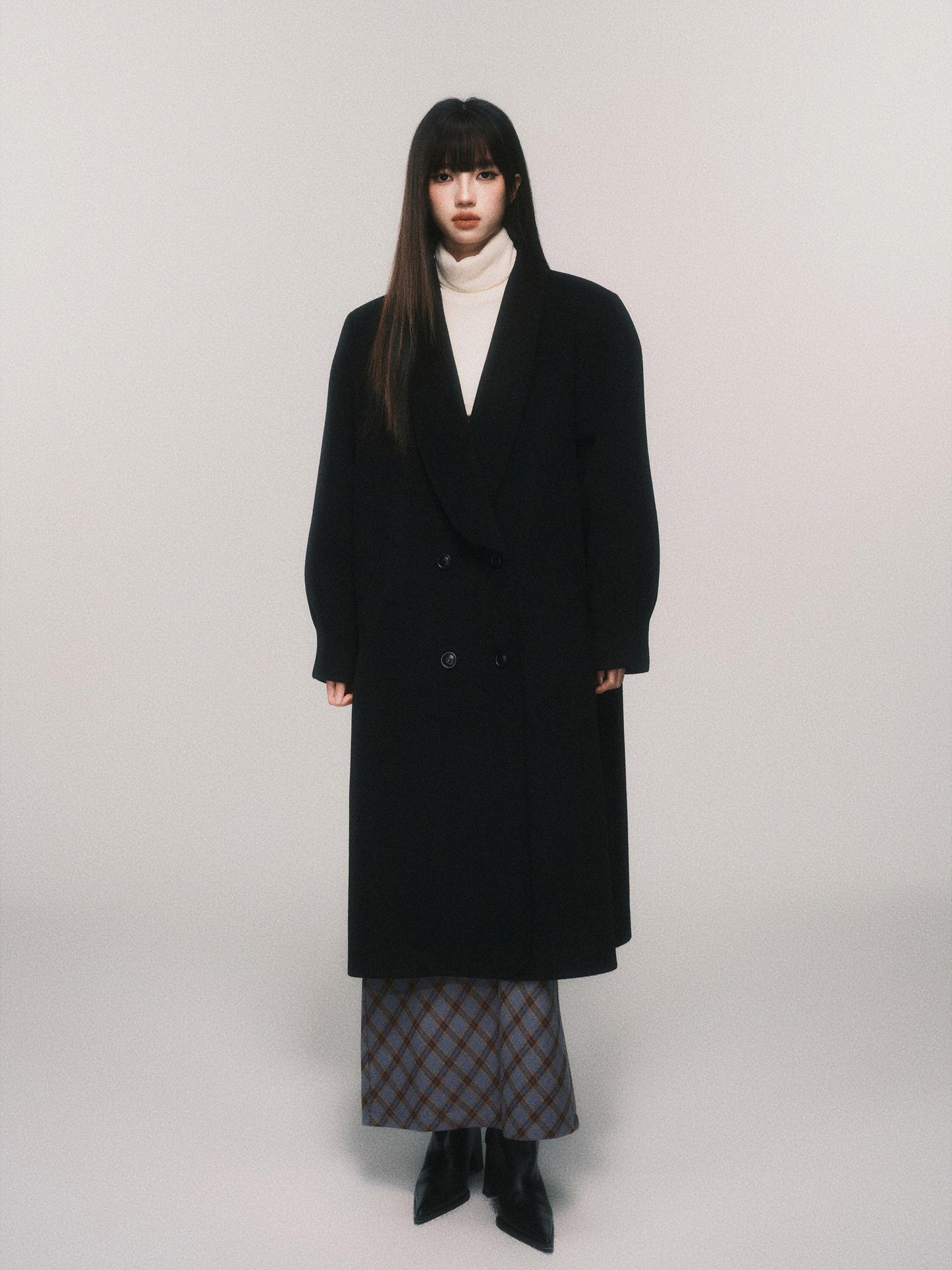 Classic Shawl Lapel Wool Blend Long Coat