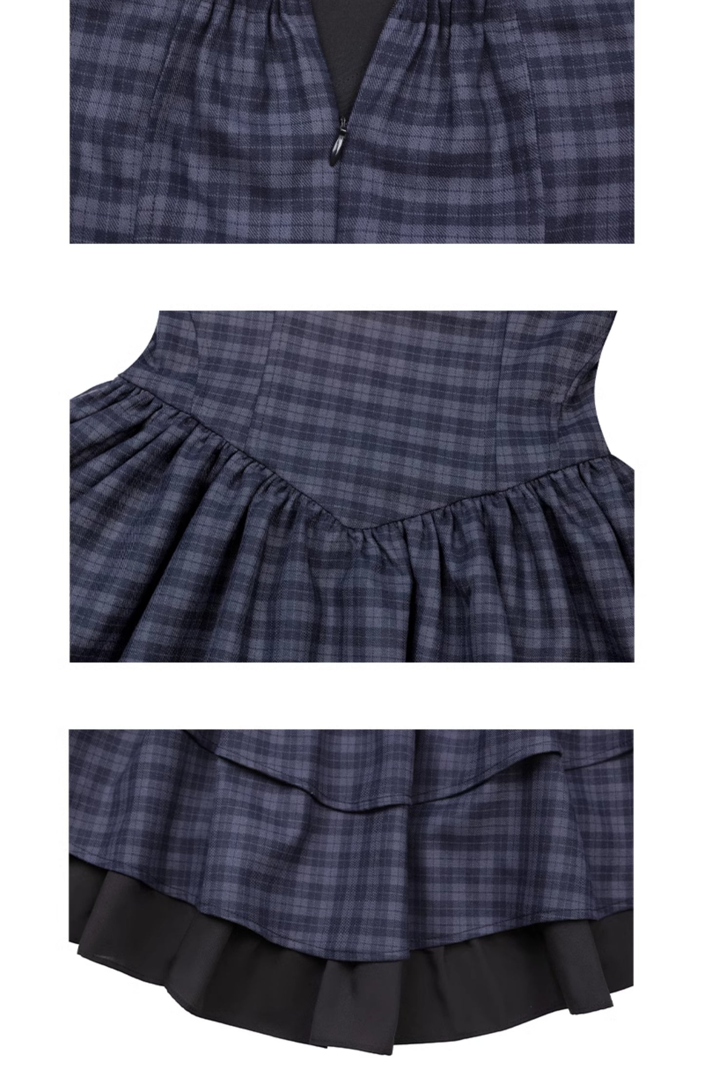 Plaid Halter Neck Tiered Bustier Dress