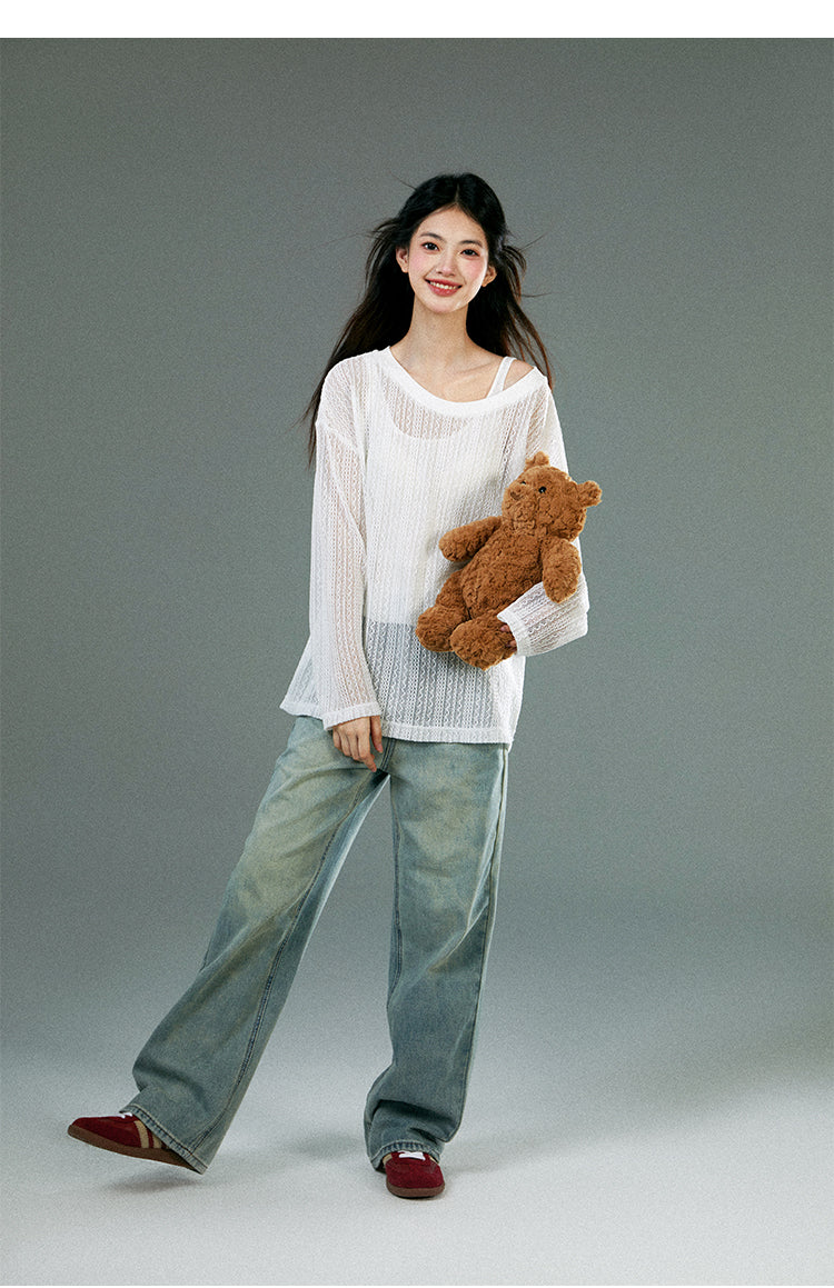 Oversized Sheer Sun Protection T-Shirt