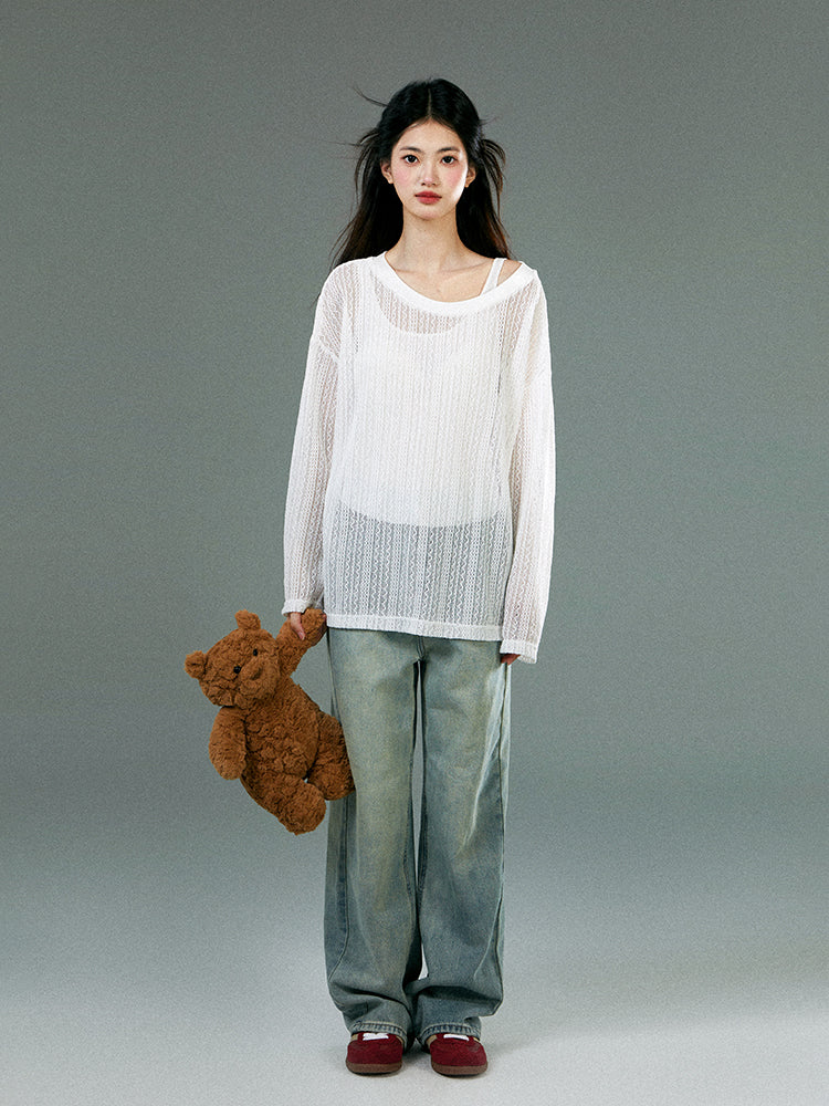 Oversized Sheer Sun Protection T-Shirt