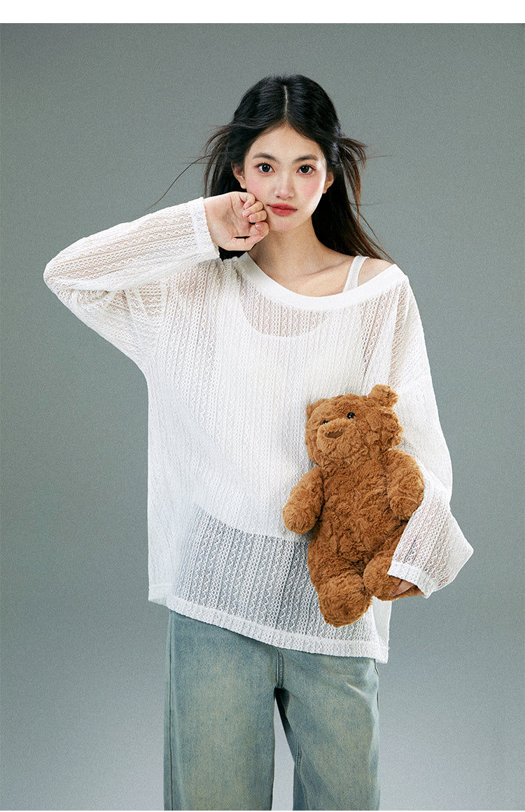 Oversized Sheer Sun Protection T-Shirt