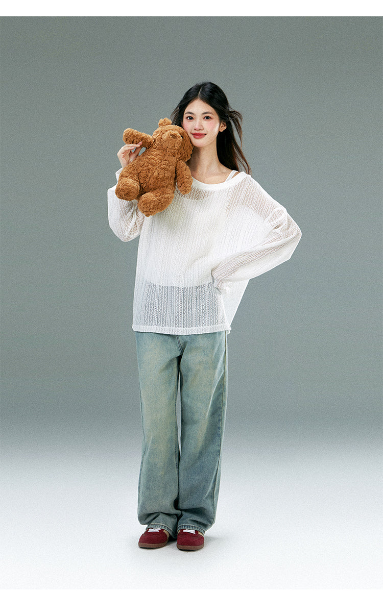 Oversized Sheer Sun Protection T-Shirt