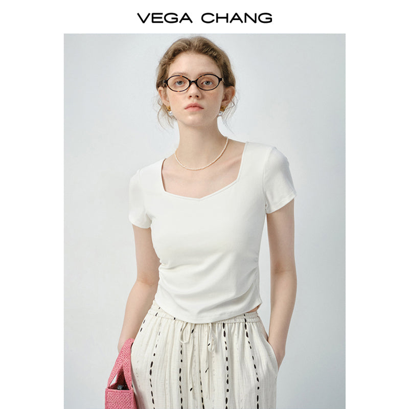 Square V-Neck Plain T-Shirt