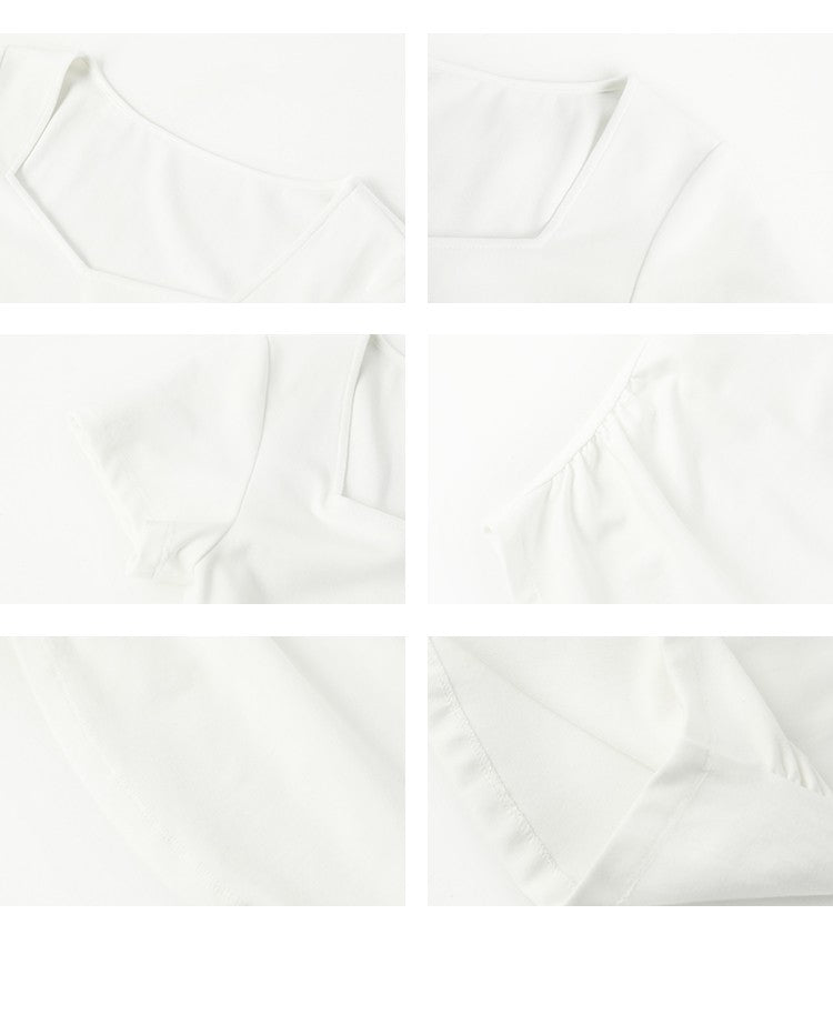 Square V-Neck Plain T-Shirt