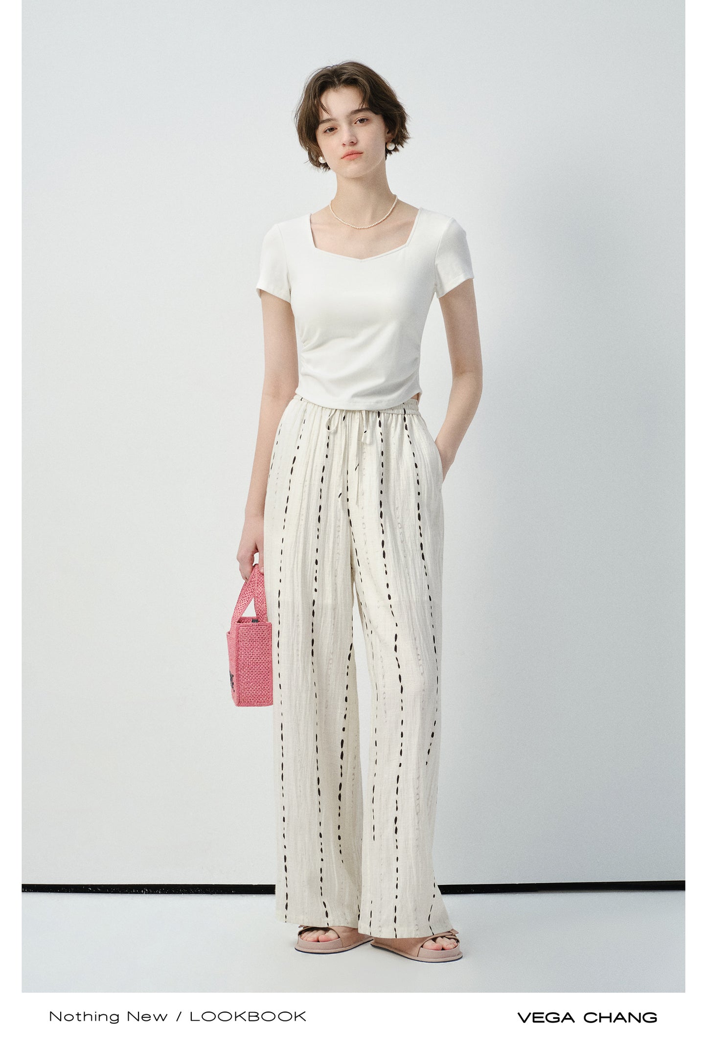 Square V-Neck Plain T-Shirt