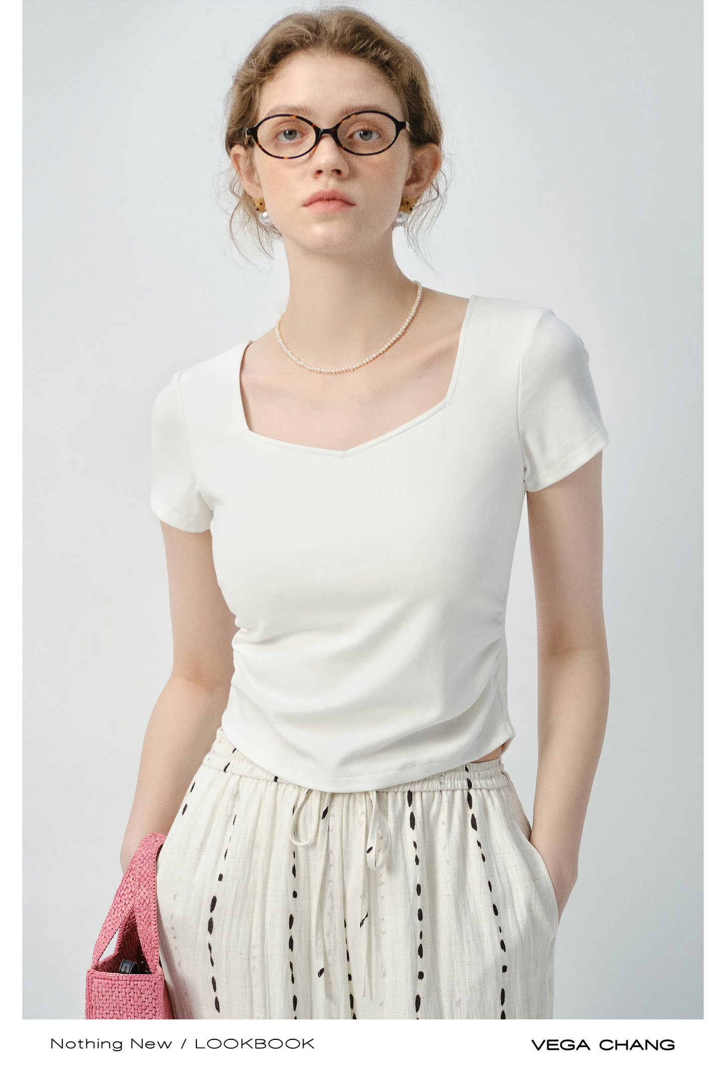 Square V-Neck Plain T-Shirt