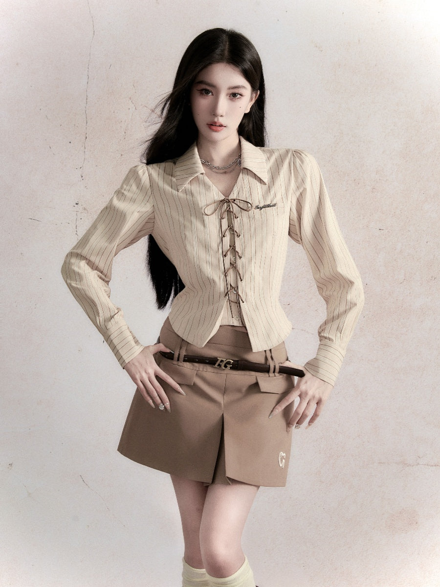 Embroidered Blazer & Double Waistband Skirt